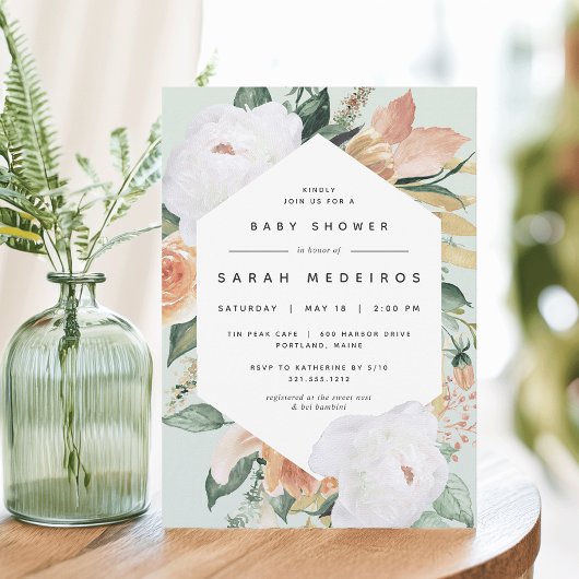 Invitation Boho Blooms | Baby shower Floral moderne