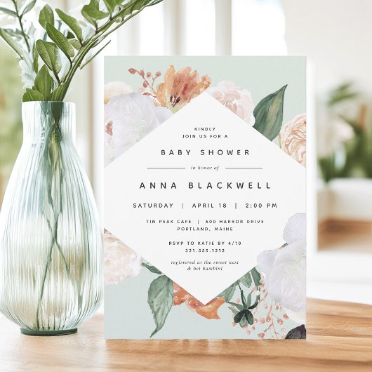 Invitation Boho Blooms | Baby shower Floral moderne