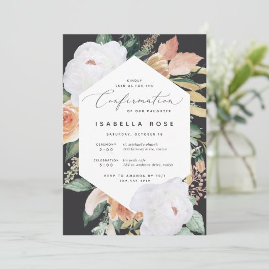 Invitation Boho Blooms | Confirmation florale moderne (Debout devant)