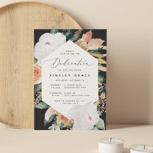 Invitation Boho Blooms Dédication florale moderne pour bébé