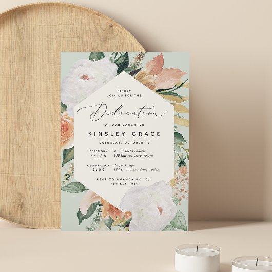 Invitation Boho Blooms | Dédication florale moderne pour bébé