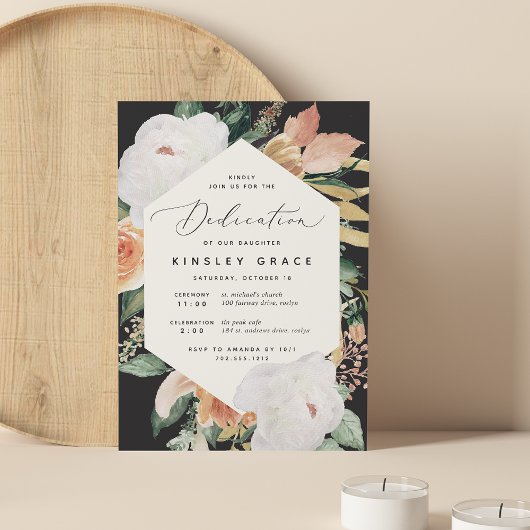 Invitation Boho Blooms | Dédication florale moderne pour bébé