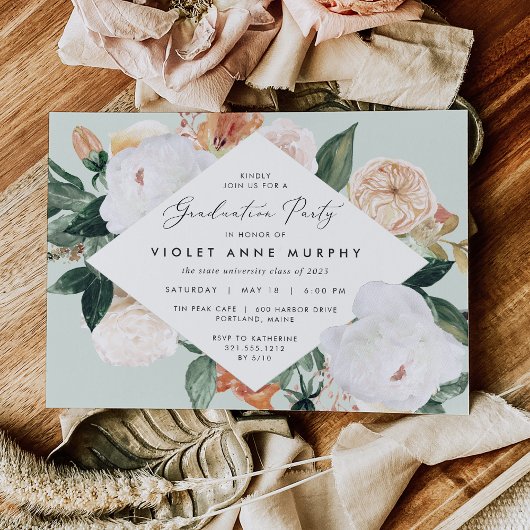 Invitation Boho Blooms | Élégante fête de graduation florale