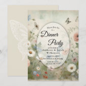 Invitation Boho Blooms et Vintage Blossoms Dîner Party (Devant / Derrière)