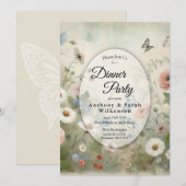 Invitation Boho Blooms et Vintages Blossoms Restaurant Dîner (Devant / Derrière)