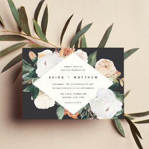 Invitation Boho Blooms   Mariage floral géométrique moderne