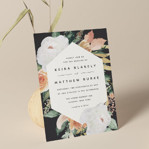 Invitation Boho Blooms Mariage floral géométrique moderne