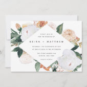 Invitation Boho Blooms | Mariage floral géométrique moderne (Devant)