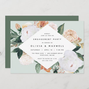Invitation Boho Blooms   Parti d'engagement floral moderne