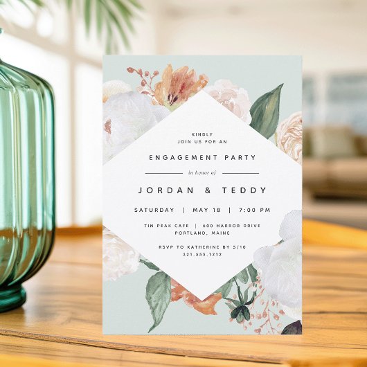 Invitation Boho Blooms | Parti d'engagement floral moderne