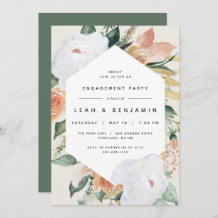 Invitation Boho Blooms Parti d'engagement floral moderne