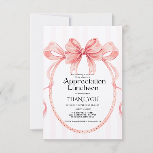 Invitation Boho blue  Bow appreciation party grateful party  (Devant)