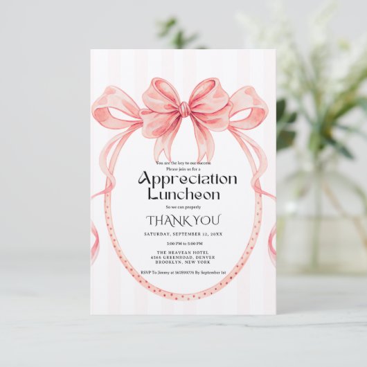 Invitation Boho blue  Bow appreciation party grateful party  (Debout devant)