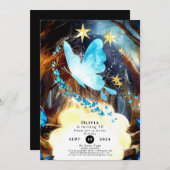 Invitation Boho Blue Butterfly Anniversaire (Devant / Derrière)