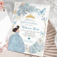 Boho Blue Butterfly Mexicaine Princesa Quinceañera