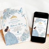 Invitation Boho Blue Butterfly Mexicaine Princesa Quinceañera