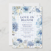 Invitation Boho Blue Fleur sauvage Love in Bloom Fête des mar (Devant)