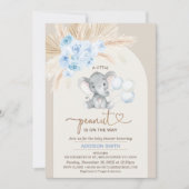 Invitation Boho Blue Floral Arch Petit Baby shower d'arachide (Devant)