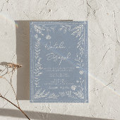 Invitation Boho Blue Floral Botanical All In One Wedding