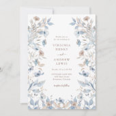 Invitation Boho Blue Floral Mariage (Devant)