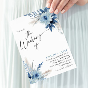 Invitation Boho Blue Floral Mariage