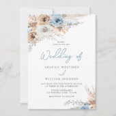 Invitation Boho Blue II : Dusty Blue & White Flowers Mariage (Devant)