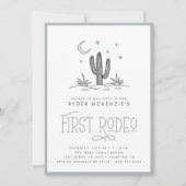 Invitation Boho Blue Modern Boys Premier Rodéo 1er Anniversai (Devant)