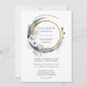 Invitation Boho Blue Moon Floral Wreath Mariage (Devant)