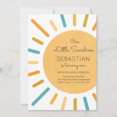 Invitation Boho Blue Notre Petit Soleil Fête Anniversaire (Devant)