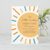 Invitation Boho Blue Notre Petit Soleil Fête Anniversaire (Debout devant)