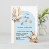 Invitation Boho Blue Pampas Grass Desert Baby Boy Baby shower (Debout devant)