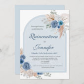 Invitation Boho Blue Quinceanera (Devant / Derrière)