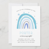 Invitation Boho Blue Rainbow Anniversaire de enfant Party (Devant)
