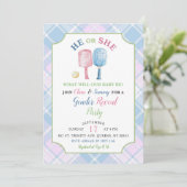 Invitation Boho Blue Rose Preppy Pickleball Sexe Révéler (Debout devant)