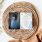 Invitation Boho Blue Silver Quinceañera 15e anniversaire Phot