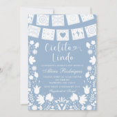 Invitation  Boho Blue Talavera Mexican Baby Shower (Devant)