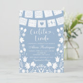 Invitation  Boho Blue Talavera Mexican Baby Shower (Debout devant)