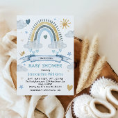 Invitation Boho Blue Watercolor Rainbow Baby shower