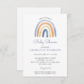 Invitation Boho Blue Watercolor Rainbow Baby shower (Devant / Derrière)