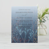 Invitation Boho Blue Wild Grasses & Folid Mariage (Debout devant)
