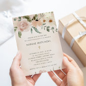 Invitation Boho Blush Aquarelle Fleurs Première Sainte Commun