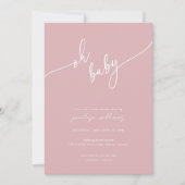 Invitation Boho Blush Baby shower rose (Devant)