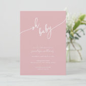 Invitation Boho Blush Baby shower rose (Debout devant)