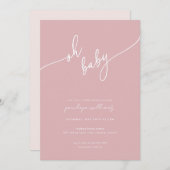 Invitation Boho Blush Baby shower rose (Devant / Derrière)