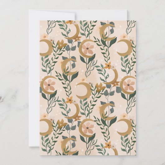 Invitation Boho Blush Botanical Moon Script Fête des mariées (Dos)