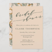 Invitation Boho Blush Botanical Moon Script Fête des mariées (Devant / Derrière)