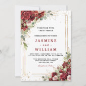 Invitation Boho Blush Bourgogne Floral Or Mariage géométrique (Devant)