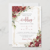 Invitation Boho Blush Bourgogne Floral Or Mariage géométrique (Devant)
