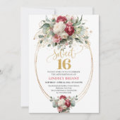 Invitation Boho Blush Bourgogne Roses Dorées pour (Devant)