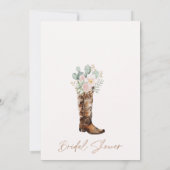 Invitation Boho Blush Cactus Boots Brunch Bubbly Fête des mar (Dos)